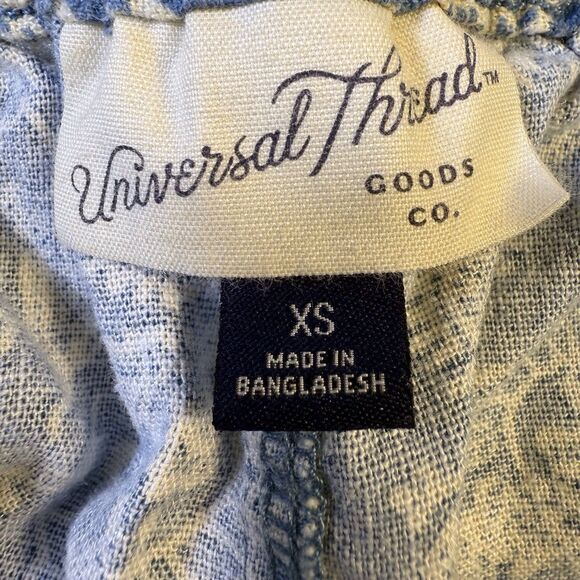 Women's Floral High-Rise Pull-On Shorts Universal Thread Blue‎ XS Pockets Linen - Picture 9 of 10